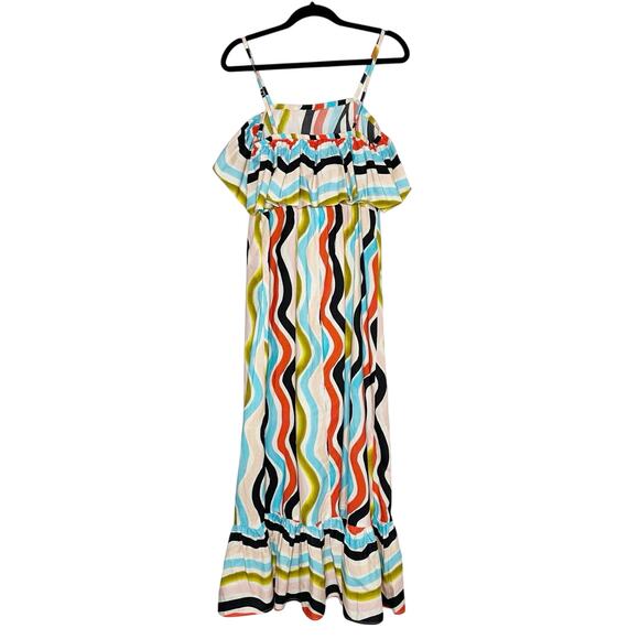 NWT Farm Rio Nouvea Striped Ruffle Maxi Dress Women’s Size Medium - Picture 3 of 6